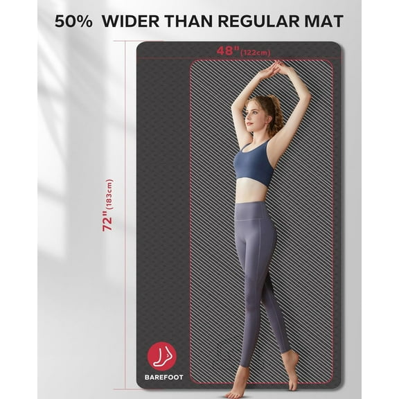 Extra Large Yoga Mat - 72"x48"/78"x54", 1/4" & 1/3" Thick, Non-Slip, , -Friendly, Wide Exercise Mat for Home Workouts, Yoga, Pilates, Stretching, Meditation (Barefoot Exercise)