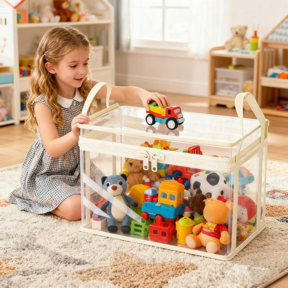 Extra Large Zippered Fabric Storage Container with Handles for Home Organization and Seasonal Bedding