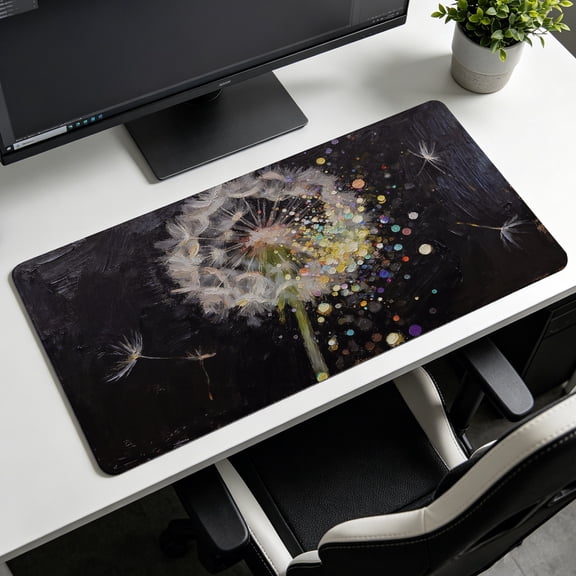 Extra Large artistic dandelion oil painting Mouse Pad, Non Slip Rubber Pad, Desktop Decoration Drotection Pad, Washable, Lock Edge Multi Size, Premium Multipurpose Mousepad