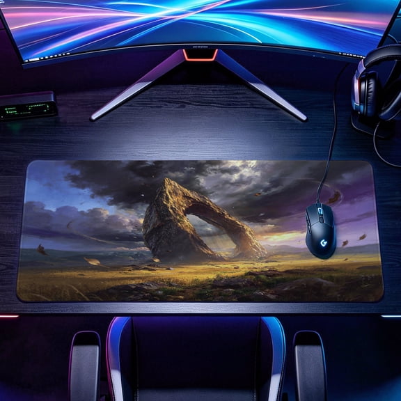 Extra Large fantasy rock arch landscape Mouse Pad,Non Slip Rubber Pad,Desktop Decoration Drotection Pad, Washable,Lock Edge Multi Size,Premium Multipurpose Mousepad
