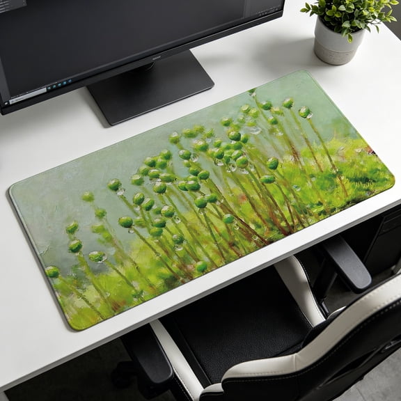 Extra Large green spring moss nature oil painting Mouse Pad,Non Slip Rubber Pad,Desktop Decoration Drotection Pad,Washable,Lock Edge Multi Size,Premium Multipurpose Mousepad