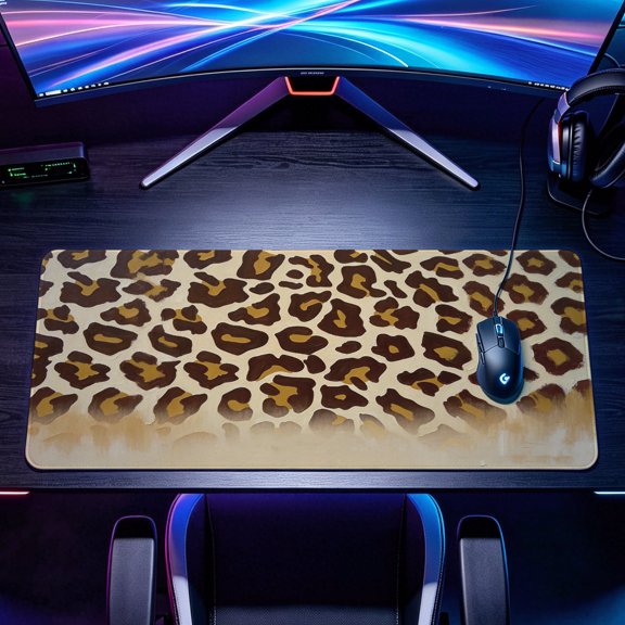 Extra Large leopard skin animal print pattern Mouse Pad,Non Slip Rubber Pad,Desktop Decoration Drotection Pad,Washable,Lock Edge Multi Size,Premium Multipurpose Mousepad,Home