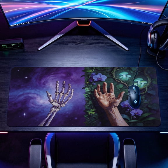 Extra Large magical galaxy flower forest art Mouse Pad，Non Slip Rubber Pad，Desktop Decoration Drotection Pad，Washable，Lock Edge Multi Size，Premium Multipurpose Mousepad