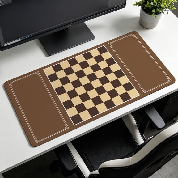 Extra Large vintage classic brown chessboard pattern Mouse Pad,Non Slip Rubber Pad,Desktop Decoration Drotection Pad,Washable,Lock Edge Multi Size,Premium Multipurpose Mousepad