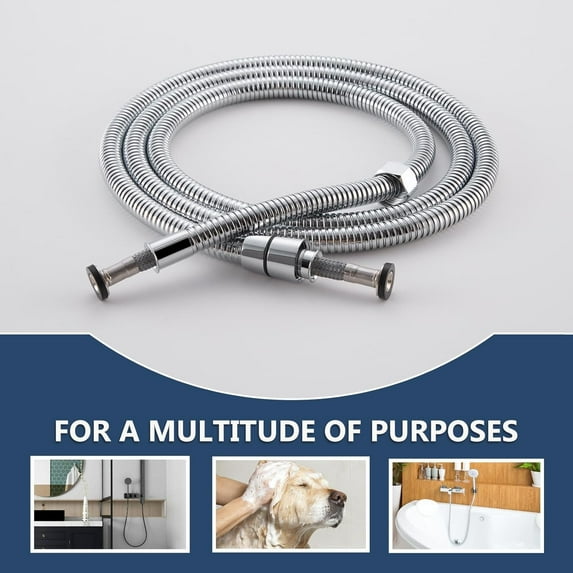 Extra Length Shower Hose 79", Angle Simple Stainless Steel Spray Hose, Flexible Shower Hose No Tangles, Bidet Sprayer Hose, Bathtub Shower Extension Hose 1/2" IPS, Chrome