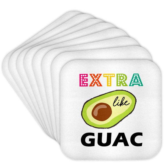 3drose, Extra like Guac, Set of 8 Coasters - Soft