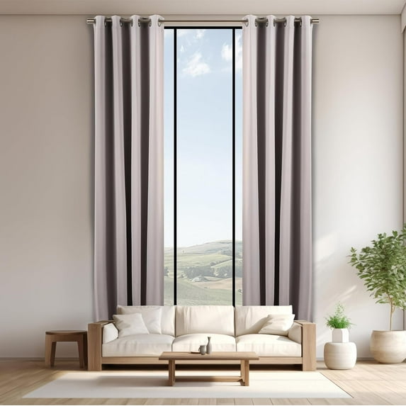 Extra Long 12 FT Blackout Curtain, Antique Bronze Grommet Tall Curtain for High Ceiling or Long Window, 2 Story Curtain for Living Room (1 Panel, 52" W x 144" L, LTGREY)
