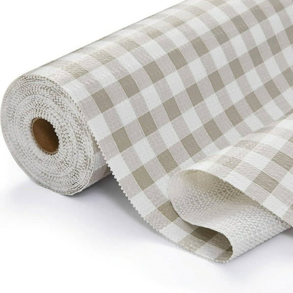 Extra Long 12" x 10ft Heavy-Duty Kitchen Cabinet Liner - Non-Adhesive, Non-Slip, Waterproof Contact Paper with Green Plaid Design