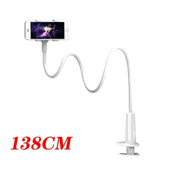 Extra Long 138CM Flexible Gooseneck Phone Holder, Clip-on Bendable Lazy Arm Cell Phone Mount, 360 °   Rotation Bedside Desk Clip Stand for Streaming Gaming Video Watching