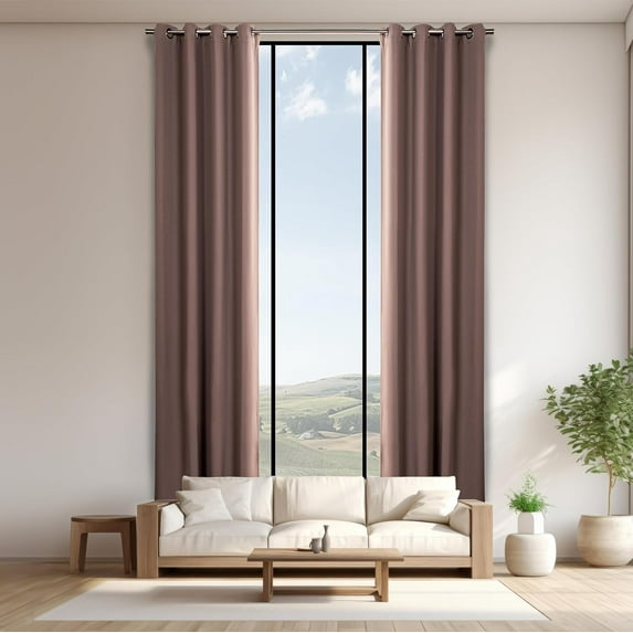 Extra Long 17 FT Blackout Curtain, Antique Bronze Grommet Tall Curtain for High Ceiling or Long Window, 2 Story Curtain for Living Room (1 Panel, 52" W x 204" L, MOCHA)