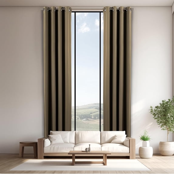 Extra Long 20 FT Blackout Curtain, Antique Bronze Grommet Tall Curtain for High Ceiling or Long Window, 2 Story Curtain for Living Room (1 Panel, 52" W x 240" L, OLIVE)