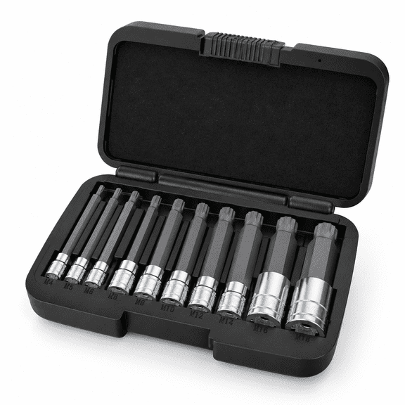 Extra Long 4-inch Triple Square Spline Bit Socket Set, 10-piece S2 Alloy Steel