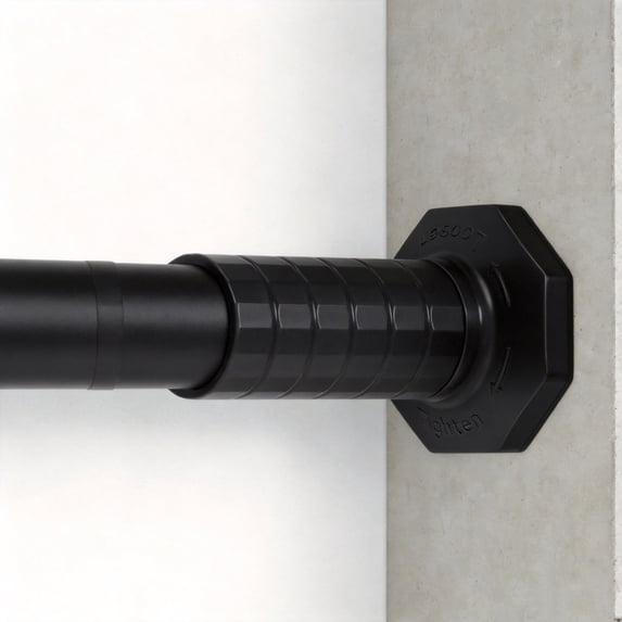 Extra Long 51-168" Octagon End Cap Tension Rod, Heavy Duty No Drilling Adjustable Window Rod for Sliding Door & Blackout Curtains, Matte Black