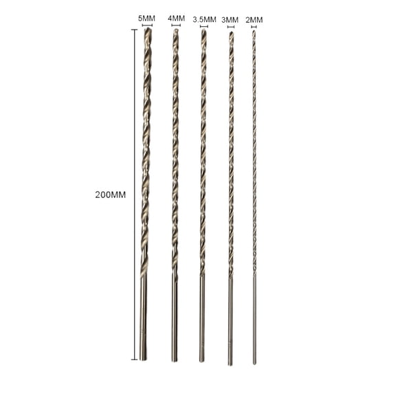 Extra Long 5Pcs Hss Drill Bits Set 200Mm Length High Speed Steel For Efficient Metal And Wood Drilling Applications