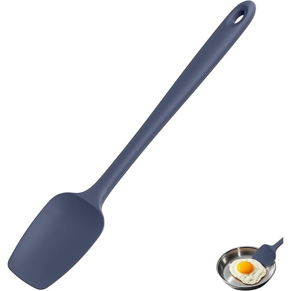 Extra-Long 600ºF Heat Resistant Spatula Spoon: 14" Silicone Spoonula Cooking Utensils for Kitchen Use, Non-Stick Scoop Scraper with Soft Edge & Firm Core for Mixing, Serving (Midnight Blue)