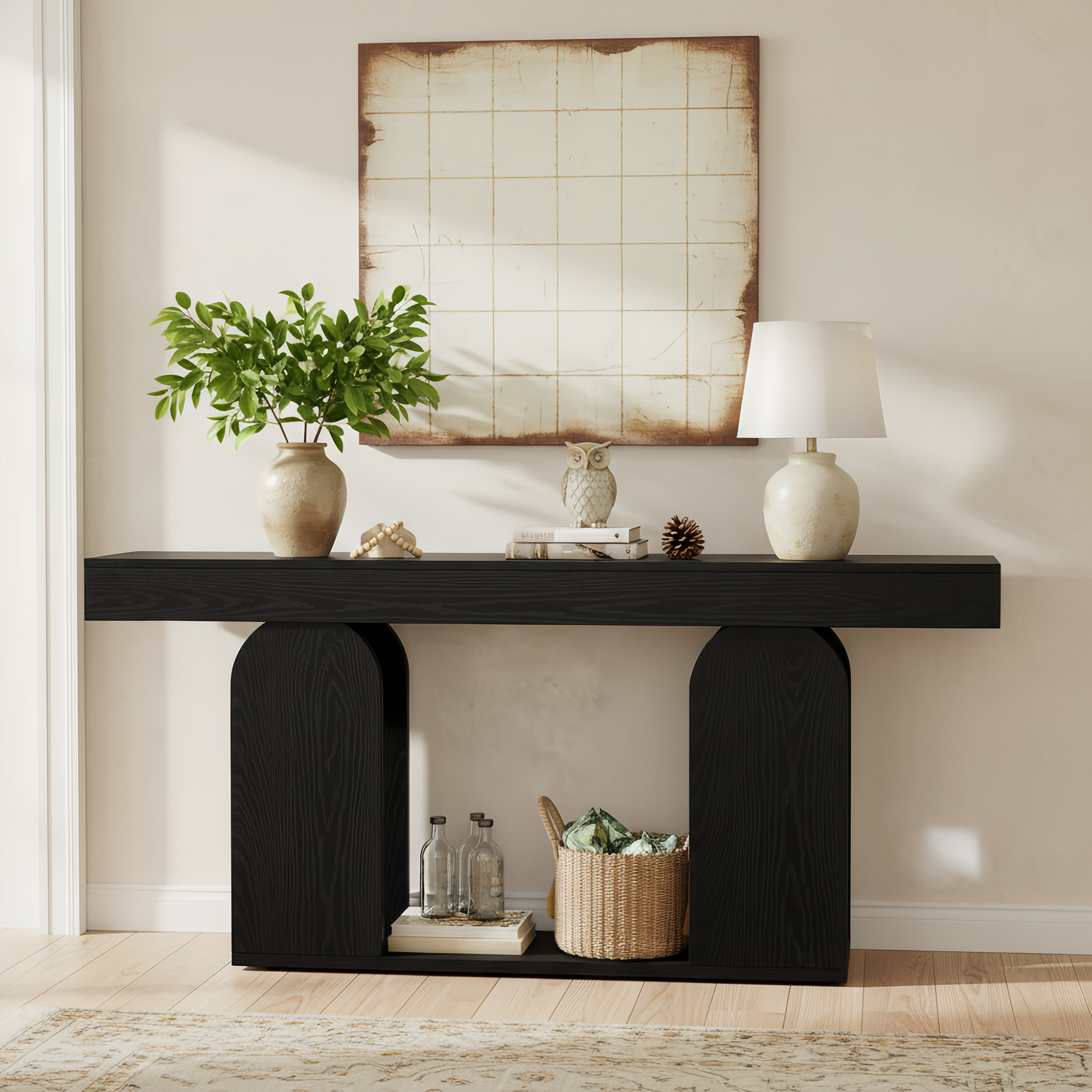 Extra Long 70.9-Inch Farmhouse Rustic Wood Console Table, 2-Tier ...
