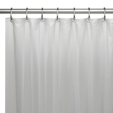 Extra Long (70'' x 84'') Mildew-Resistant, 10 Gauge Vinyl Shower Curtain Liner w/ Metal Grommets and Reinforced Mesh Header in Frosty Clear