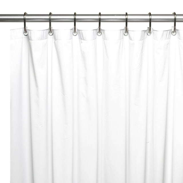 70''x84'' White MildewResistant Vinyl Shower Curtain Liner w/ Metal