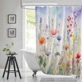 thumbnail image 1 of Extra Long 72"x84" Art Flowers Shower Curtain Set with Hooks Watercolor Botanical Bathroom Curtain Modern Minimalist Waterproof Bath Curtain Machine Washable, 1 of 6