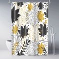 thumbnail image 1 of Extra Long 72"x84"Black Gold Leaf Shower Curtain Set with Hooks, Modern Abstract Leaf Bathroom Curtain, Minimalist Mid-Century Water Repellent Polyester Fabric for Bathroom Decor, 1 of 6