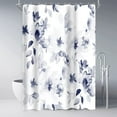 thumbnail image 1 of Extra Long 72"x84"Dark Blue Botanical Floral Shower Curtain Set with Hooks, Watercolor Ink Print and Dyed Plant Floral Bathroom Curtains, Waterproof Washable Lacquer Fabric for Bathroom, 1 of 6