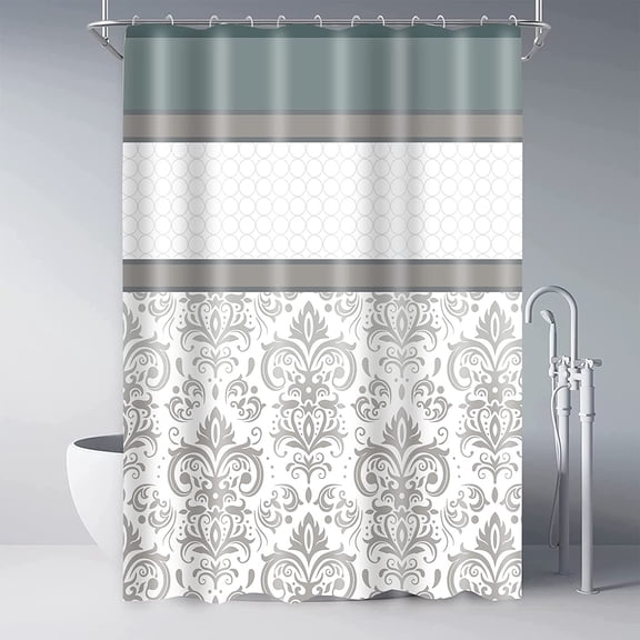 Extra Long 72"x84" Modern Farm Shower Curtain Set with Plastic Hooks Machine Washable Waterproof Fabric Bathroom Curtain Boho Moroccan Style Bath Curtain Grey Teal