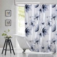 thumbnail image 1 of Extra Long 72"x84" Navy Blue Floral Shower Curtain Set with Hooks,Watercolor Botanical Bathroom Curtain, Modern Minimalist Waterproof Bath Curtain Machine Washable for Bathroom Decor, 1 of 6