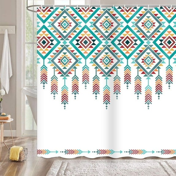 Extra Long 72x84 Shower Curtain American Western Tribal Shower Curtain Set for Bathroom, Polyester Waterproof Fabric Shower Curtain