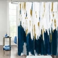thumbnail image 1 of Extra Long Abstract Shower Curtain 72 x 84, Navy Blue 84 inch Brush Strokes Oil Painting Shower Curtain, XL Graffiti Ombre Fabric Shower Curtains for Modern Bathroom Decor, 1 of 6