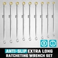 thumbnail image 1 of Extra Long Anti-Slip Ratcheting Wrench Set, 9-Piece Metric Wrench Set with Rolling Pouch, 1 of 6