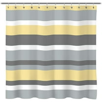Extra Long Aqua Blue Gray Horizontal Stripes Water-Repellent Fabric Shower Curtain with Reinforced Metal Grommets Refreshing Striped Design Bathroom Decor, 72" W x 84" H
