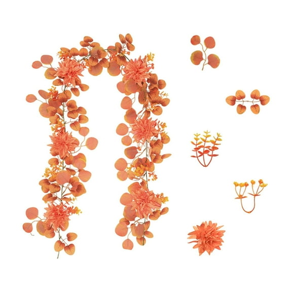 Extra Long Autumn Money Leaf Garland - 78.74" Orange Maple Leaf Rattan for Thanksgiving, Halloween & Harvest Festival Decoration, Premium Fall Home Decor