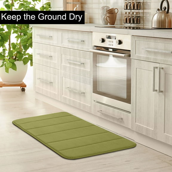 Extra-Long Bathroom Memory Foam Water-Absorbing Non-Odorous Mat, 40×60cm/16×24in Memory Foam Rug Pad, Water Absorbent And Machine Washable Bath Rug Runner for Bathroom Shower, Green