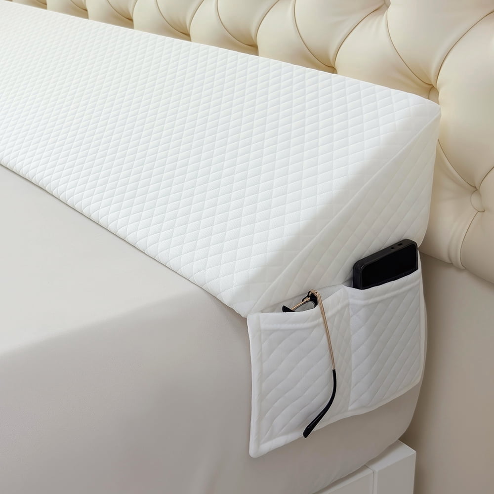 Extra Long Bed Wedge Pillow - White King Size Headboard & Mattice Gap Filler, Bed Bolster for Back Support, Dorm, RV, Hotel & Home Decor Must Haves