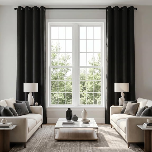 Extra Long Blackout Curta105 Inch Gothic By Size 104 Length 2 Panels Black