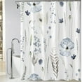 thumbnail image 1 of Extra Long Blue Watercolor Floral Shower Curtain 72 x 84 Inch, Waterproof Fabric Minimalist Flowers Bathroom Shower Curtain with 12 Hooks, 1 of 6