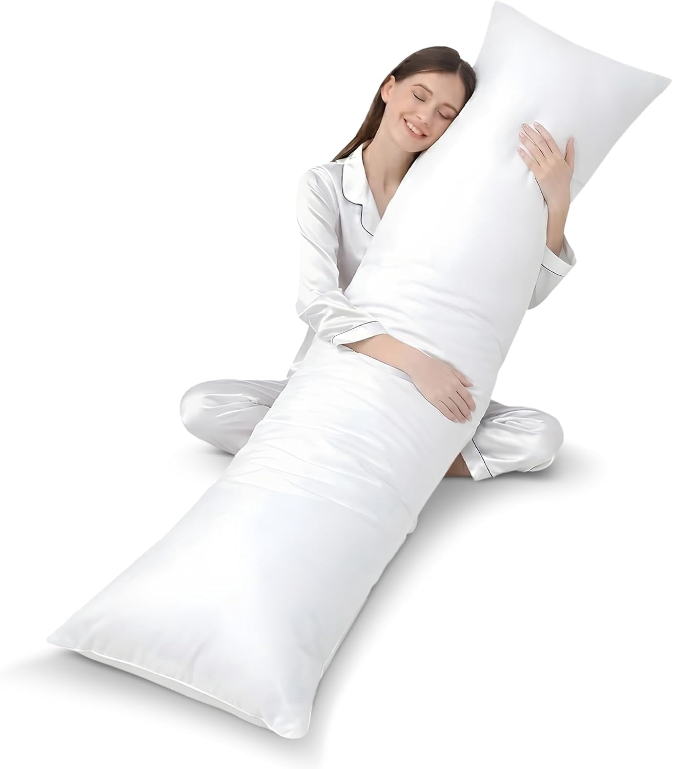 Extra Long Body Pillow for Side Sleeper, Pregnancy, Neck and Shoulder Support - Zippered Cover (19" x 90")