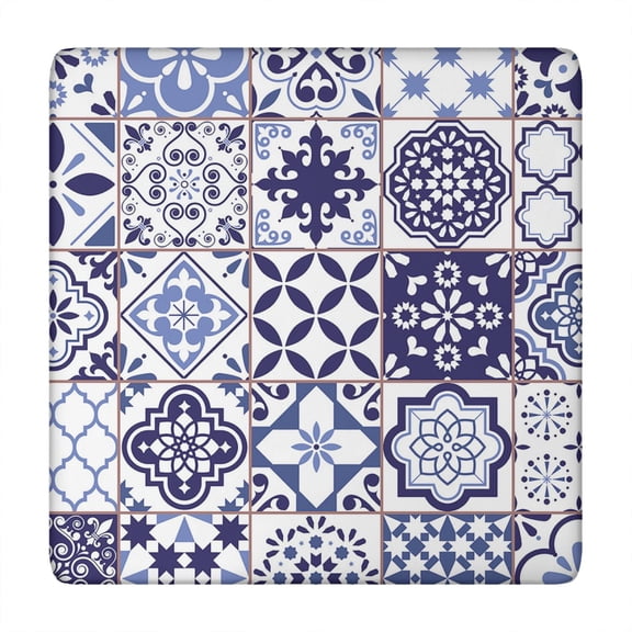 Extra Long Bohemian Style Table Cover 34x34 Inch Square Tablecloth with Elastic Edge for Maximum Table Protection