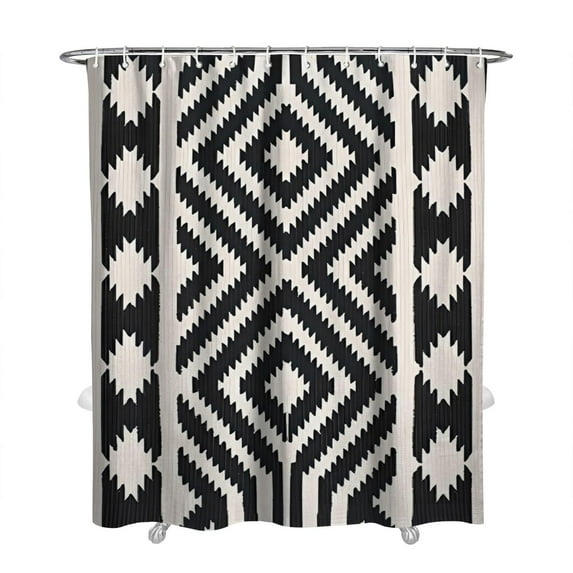 Extra Long Boho Shower Curtain 72x84 Inches - Vintage Floral & Tropical Leaves Pattern, Waterproof Bohemian Bathroom Decor with 12 Hooks, Tribal Rustic Style