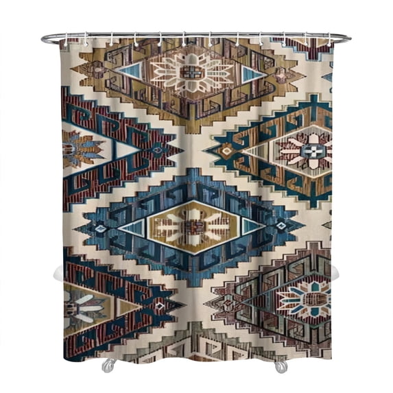 Extra Long Boho Shower Curtain 72x84 Inches - Vintage Floral & Tropical Leaves Pattern, Waterproof Bohemian Bathroom Decor with 12 Hooks, Tribal Rustic Style