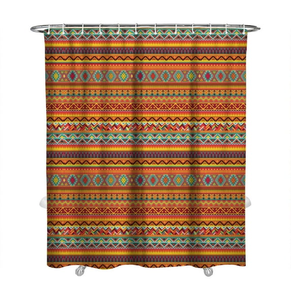 Extra Long Boho Shower Curtain 72x84 Inches - Vintage Floral & Tropical Leaves Pattern, Waterproof Bohemian Bathroom Decor with 12 Hooks, Tribal Rustic Style