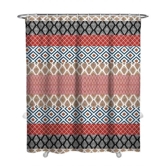 Extra Long Boho Shower Curtain 72x84 Inches - Vintage Floral & Tropical Leaves Pattern, Waterproof Bohemian Bathroom Decor with 12 Hooks, Tribal Rustic Style
