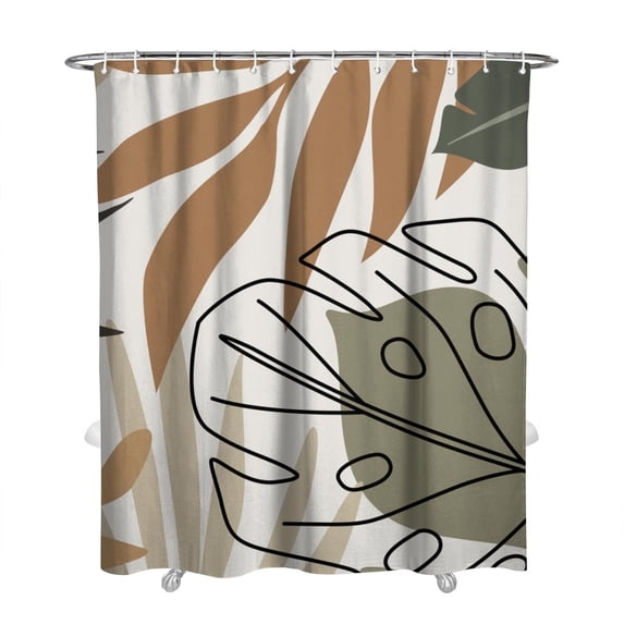 Extra Long Boho Shower Curtain 72x84 Inches - Vintage Floral & Tropical Leaves Pattern, Waterproof Bohemian Bathroom Decor with 12 Hooks, Tribal Rustic Style