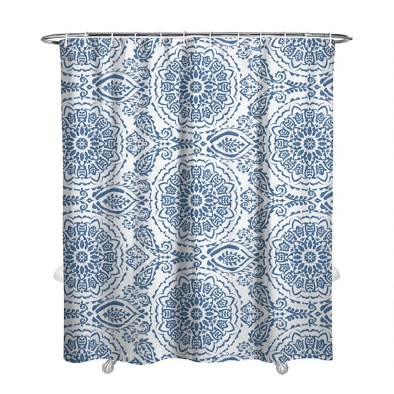 Extra Long Boho Shower Curtain 72x84 Inches - Vintage Floral & Tropical Leaves Pattern, Waterproof Bohemian Bathroom Decor with 12 Hooks, Tribal Rustic Style