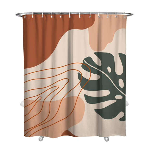 Extra Long Boho Shower Curtain 72x84 Inches - Vintage Floral & Tropical Leaves Pattern, Waterproof Bohemian Bathroom Decor with 12 Hooks, Tribal Rustic Style