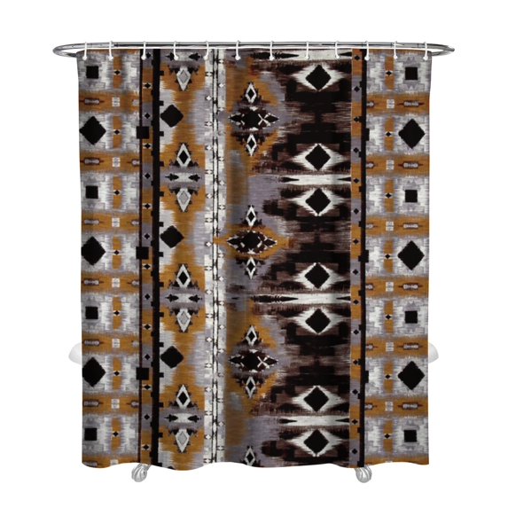 Extra Long Boho Shower Curtain 72x84 Inches - Vintage Floral & Tropical Leaves Pattern, Waterproof Bohemian Bathroom Decor with 12 Hooks, Tribal Rustic Style