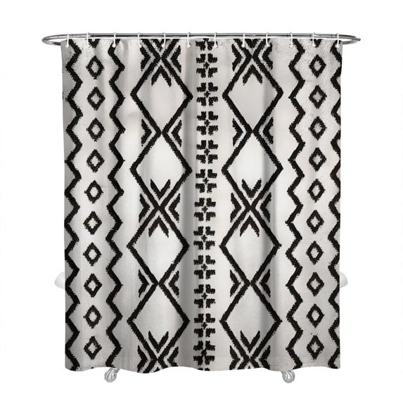 Extra Long Boho Shower Curtain 72x84 Inches - Vintage Floral & Tropical Leaves Pattern, Waterproof Bohemian Bathroom Decor with 12 Hooks, Tribal Rustic Style