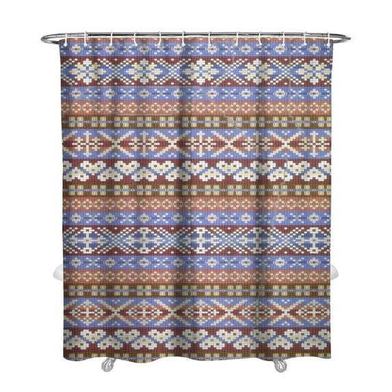 Extra Long Boho Shower Curtain 72x84 Inches - Vintage Floral & Tropical Leaves Pattern, Waterproof Bohemian Bathroom Decor with 12 Hooks, Tribal Rustic Style