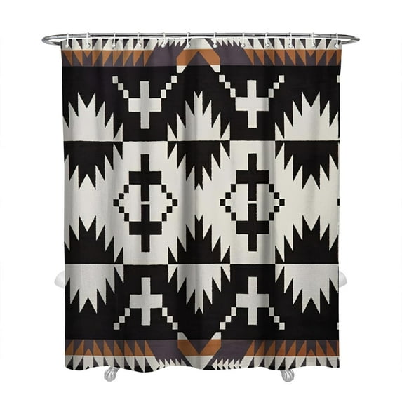 Extra Long Boho Shower Curtain 72x84 Inches - Vintage Floral & Tropical Leaves Pattern, Waterproof Bohemian Bathroom Decor with 12 Hooks, Tribal Rustic Style