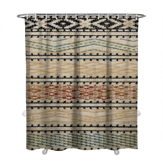 Extra Long Boho Shower Curtain 72x84 Inches - Vintage Floral & Tropical Leaves Pattern, Waterproof Bohemian Bathroom Decor with 12 Hooks, Tribal Rustic Style